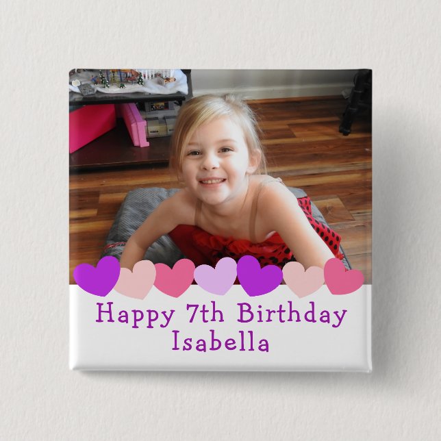 Personalized Happy Birthday Name and Age  2 Inch Square Button (Front)