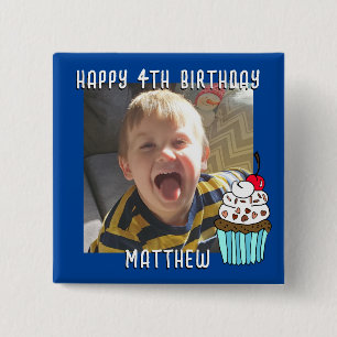 Personalized Happy Birthday Name and Age 2 Inch Square Button