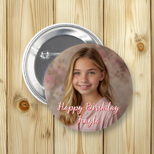 Personalized Happy Birthday Name and Photo 2 Inch Round Button