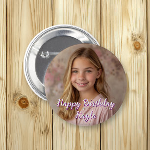 Personalized Happy Birthday Name and Photo 2 Inch Round Button