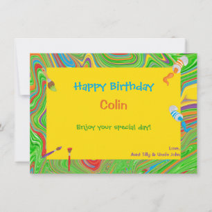 Personalized Happy Birthday Paintbrush Design Card