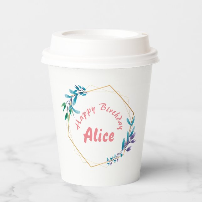 Personalized Happy Birthday Paper Cups (Front)