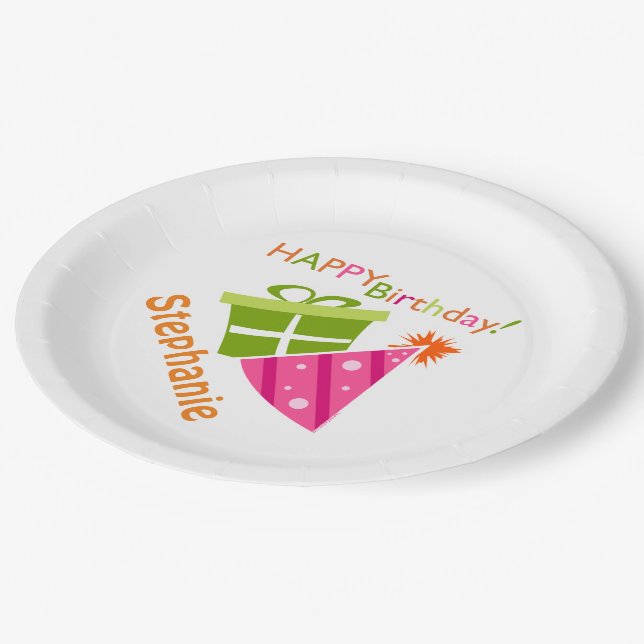 Personalized Happy Birthday Paper Plate (Angled)