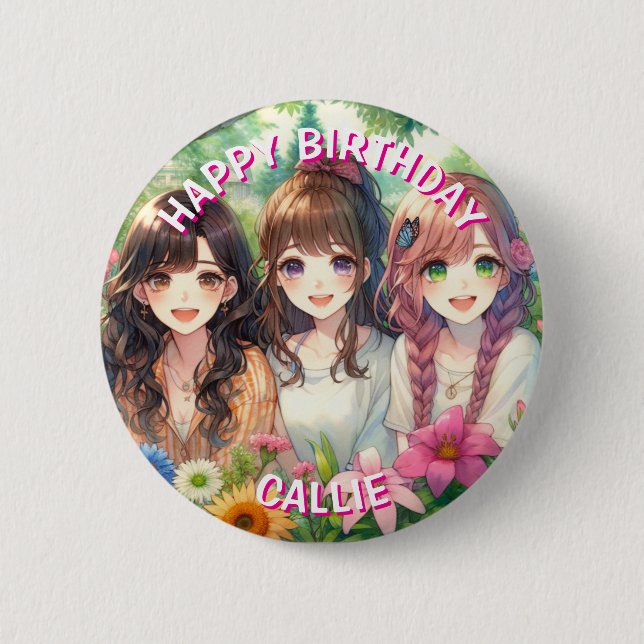 Personalized Happy Birthday Party 2 Inch Round Button (Front)