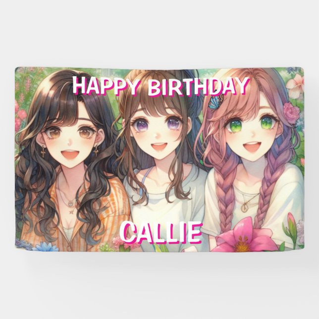 Personalized Happy Birthday Party Banner (Horizontal)