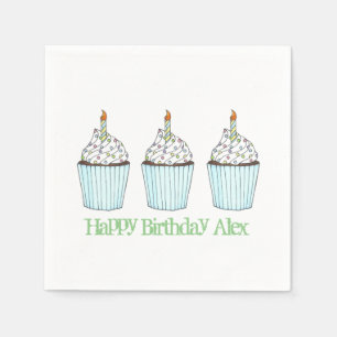 Personalized Happy Birthday Party Cupcake Napkins