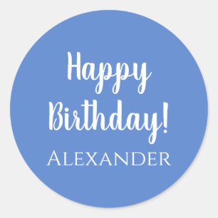 Personalized Happy Birthday Pastel Blue Gift Label