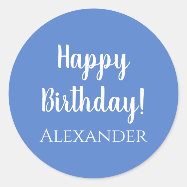 Personalized Happy Birthday Pastel Blue Gift Label (Front)
