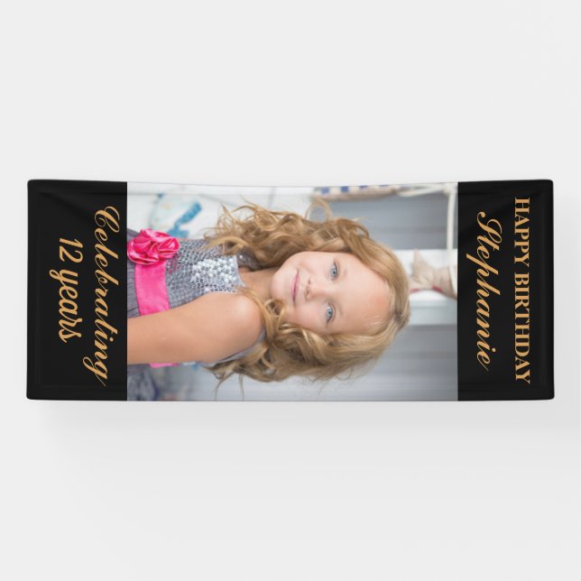 Personalized Happy Birthday Photo Age  Banner (Horizontal)