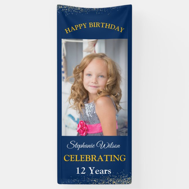 Personalized Happy Birthday Photo Celebration  Banner (Vertical)