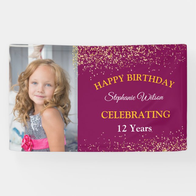 Personalized Happy Birthday Photo Celebration  Banner (Horizontal)