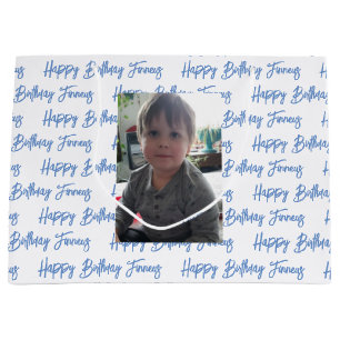 Personalized Happy Birthday Photo Large Gift Bag