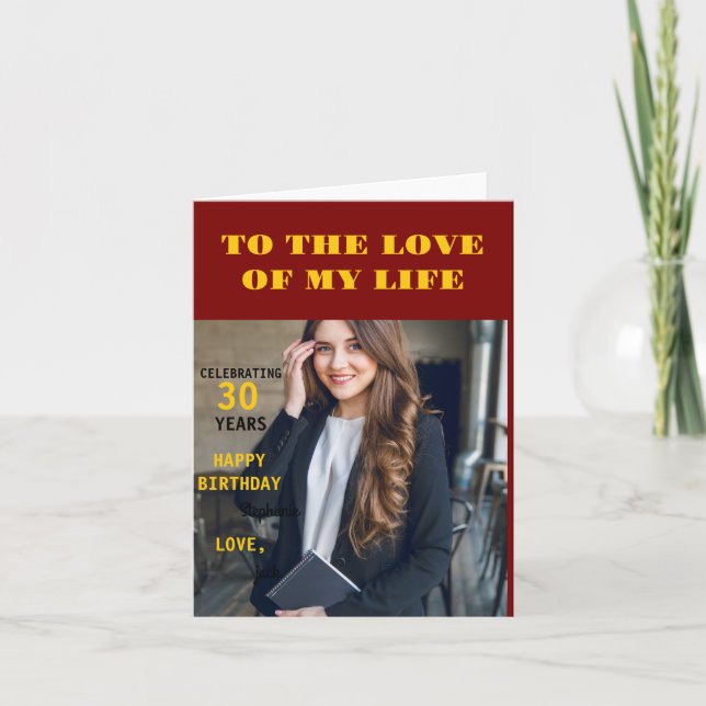 Personalized Happy Birthday Photo Love wife Card (Front)