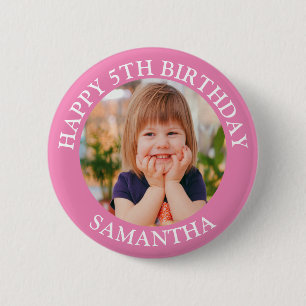 Personalized Happy Birthday Photo Name Age  2 Inch Round Button