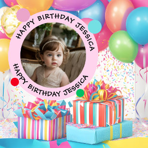 Personalized Happy Birthday Photo Name and Age 2 Inch Round Button
