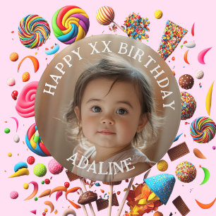 Personalized Happy Birthday Photo Name and Age 3 Inch Round Button