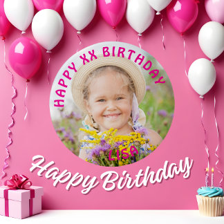 Personalized Happy Birthday Photo Name and Age 3 Inch Round Button