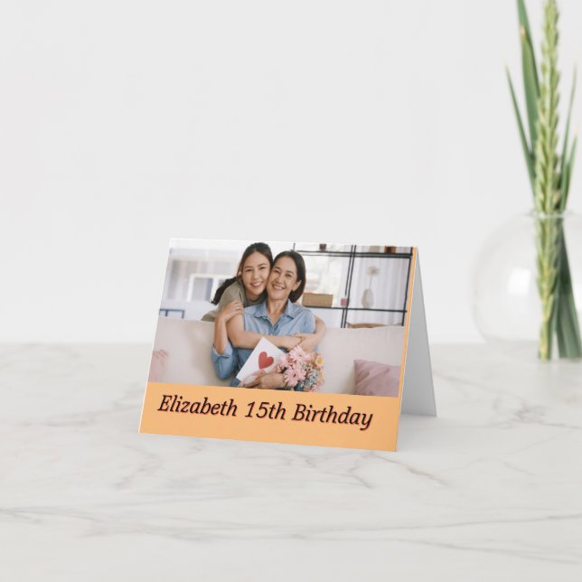 Personalized Happy Birthday Photo Name  Card (Front)