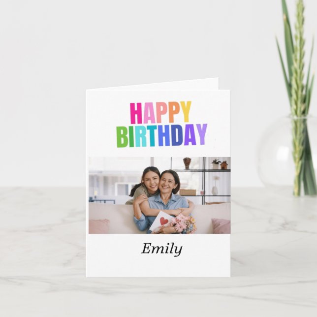 Personalized Happy Birthday Photo Name Quotes  Card (Front)