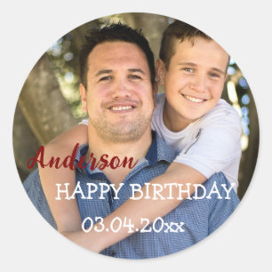 Personalized Happy Birthday Photo Party Classic Round Sticker