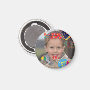Personalized Happy Birthday Photo Round Magnet
