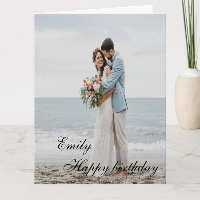 Personalized Happy Birthday Photo wife Card (Front)