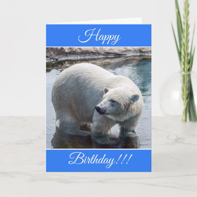 Personalized Happy Birthday Polar Bear Card (Front)
