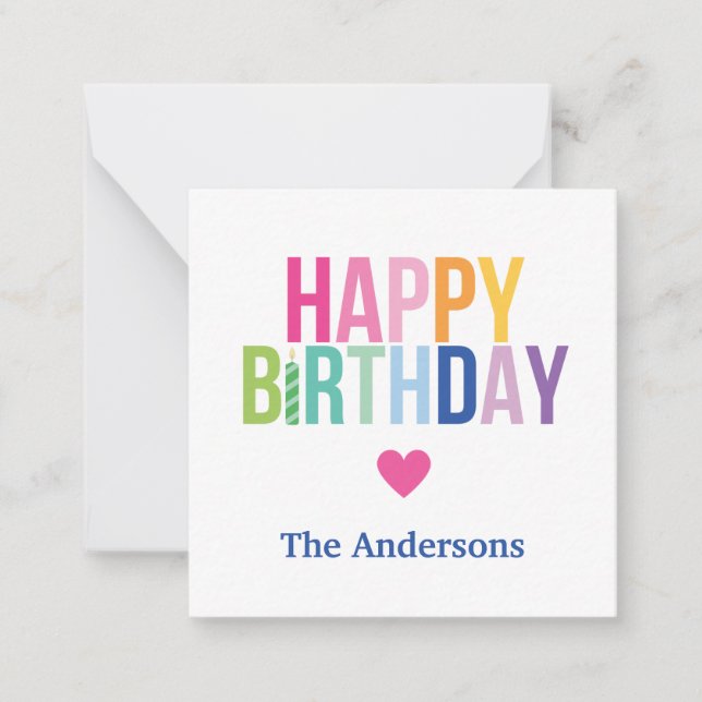 Personalized Happy Birthday Rainbow Enclosure Card (Front)