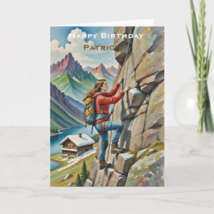 Personalized Happy Birthday Rock Climber Adventur Card