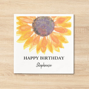 Personalized Happy Birthday Sunflower Napkin