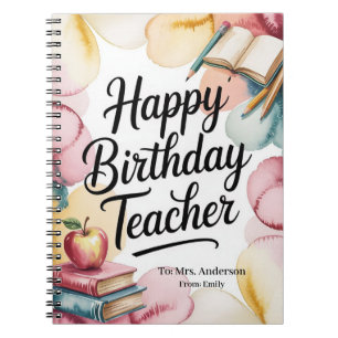 Personalized Happy Birthday Teacher Notebook