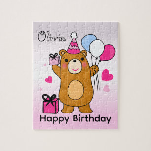 Personalized Happy Birthday Teddy Bear Puzzle 