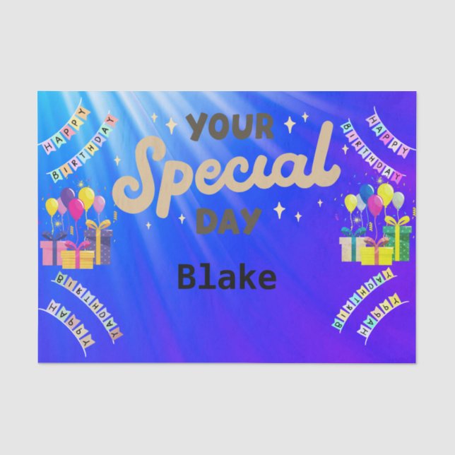 personalized Happy Birthday Tissue Paper (Front)