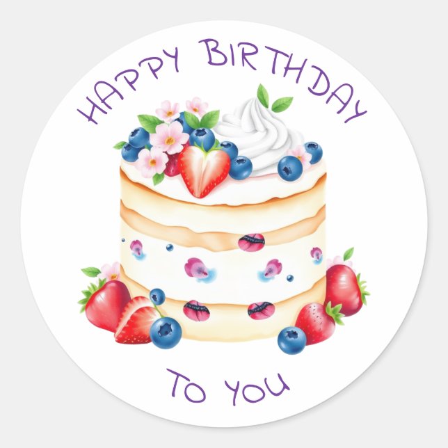 Personalized Happy Birthday To You Classic Round Sticker (Front)
