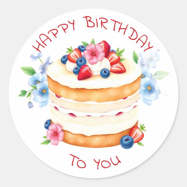 Personalized Happy Birthday To You Classic Round Sticker (Front)