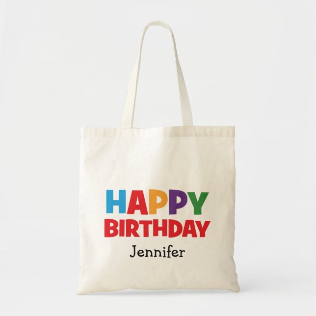Personalized Happy Birthday Tote Bag (Front)