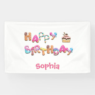 Personalized Happy Birthday Treats Colourful Yard Banner