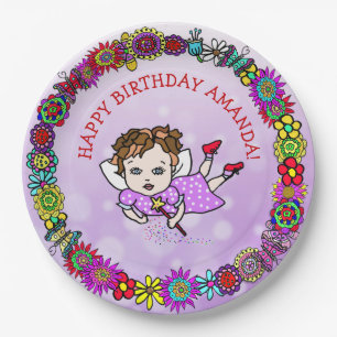 Personalized Happy Birthday Unicorn and Fairy Paper Plate