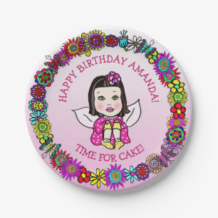 Personalized Happy Birthday Unicorn and Fairy Paper Plate