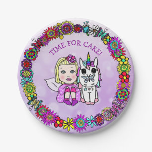 Personalized Happy Birthday Unicorn and Fairy Paper Plate