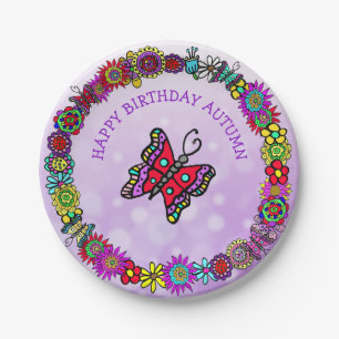 Personalized Happy Birthday Unicorn and Fairy Paper Plate