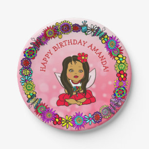 Personalized Happy Birthday Unicorn and Fairy Paper Plate