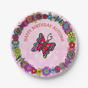 Personalized Happy Birthday Unicorn and Fairy Paper Plate