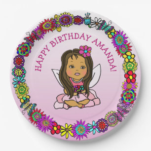 Personalized Happy Birthday Unicorn and Fairy Paper Plate
