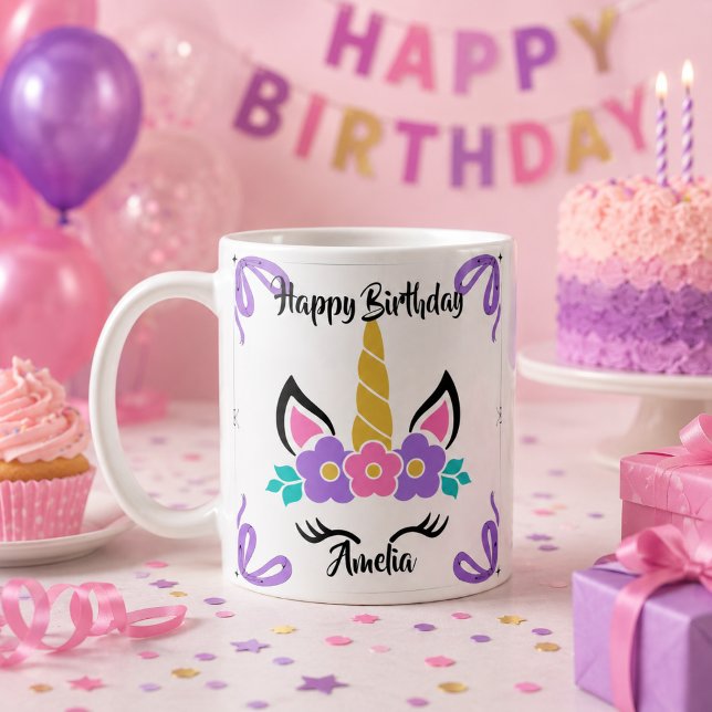 Personalized Happy Birthday Unicorn Mug (Creator Uploaded)