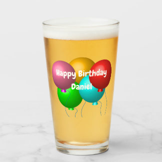 Personalized Happy Birthday Vibes Helium Balloons Glass