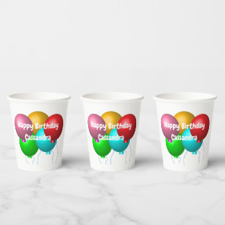 Personalized Happy Birthday Vibes Helium Balloons Paper Cups