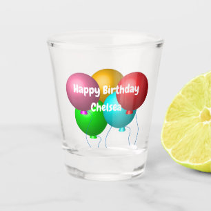 Personalized Happy Birthday Vibes Helium Balloons Shot Glass