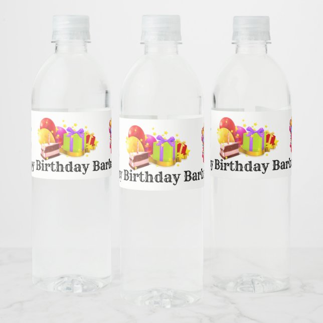 Personalized Happy Birthday Water Bottle Label (Bottles)