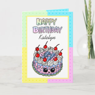 Personalized Happy Birthday   Whimsical Cake   Card
